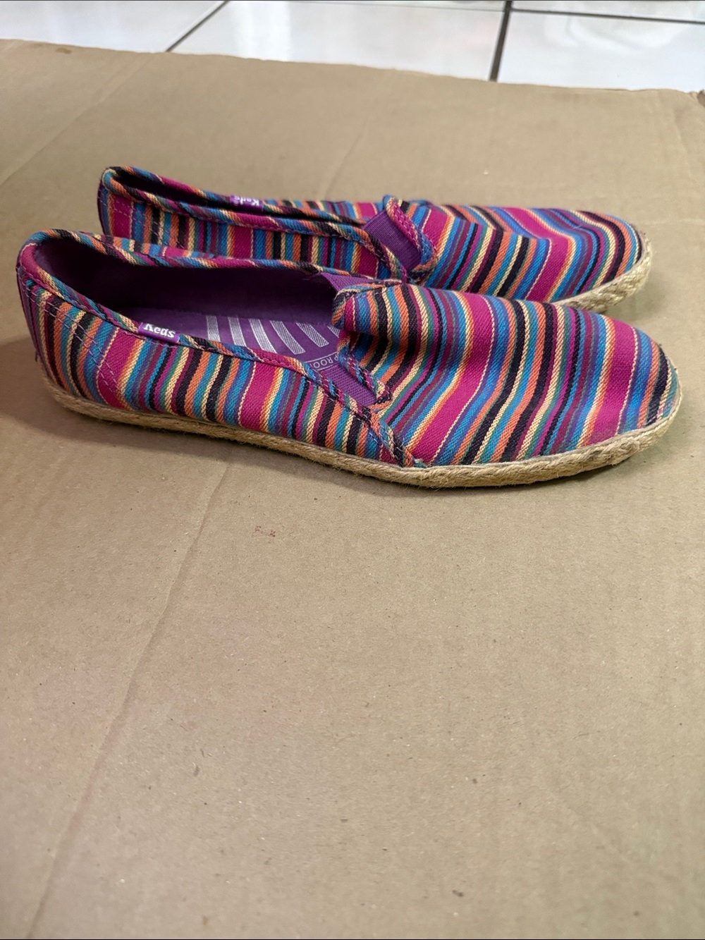 Keds Multicolor Striped Slip-On Espadrilles - Pink Dominant